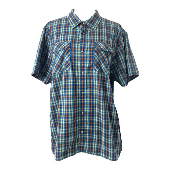 Men’s XL Western Pearl Snap Shirt The North Face Plaid Short Sleeve - Picture 1 of 15